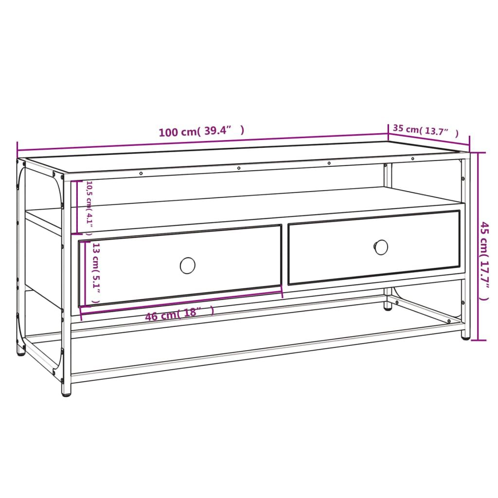 vidaXL Έπιπλο Τηλεόρασης Καφέ Δρυς 100x35x45 εκ. Επεξεργασμένο Ξύλο