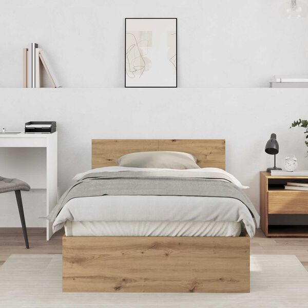 vidaXL Κρεβάτι με Κεφαλάρι Artisan Oak 100 x 200 cm Στερεό Ξύλο Δρυός
