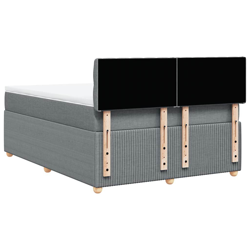 vidaXL Κρεβάτι Boxspring με Στρώμα Ανοιχτό Γκρι 140x190 εκ. Υφασμάτινο