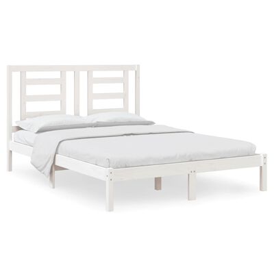 vidaXL Σκελετός Κρεβ. Χωρίς Στρώμα Λευκό 135x190 εκ Μασίφ Πεύκο