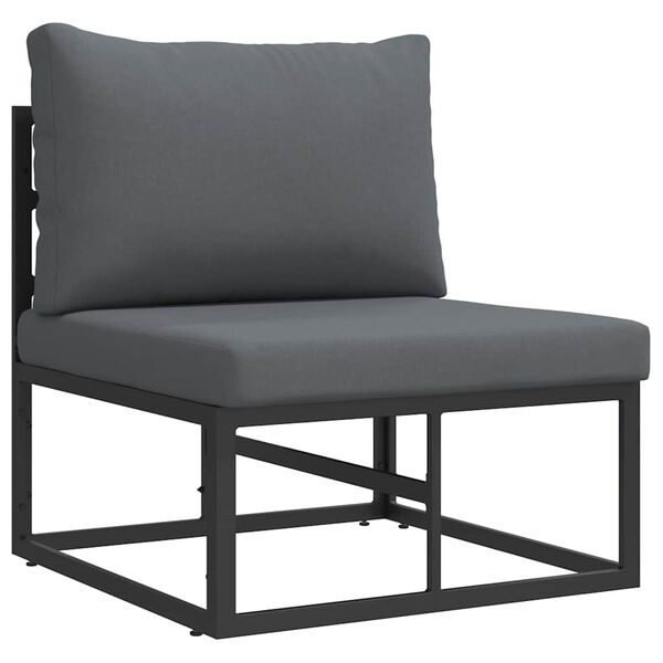 vidaXL Σετ Καναπέ Κήπου με μαξιλάρι 6 pcs Μαύρο Αλουμίνιο