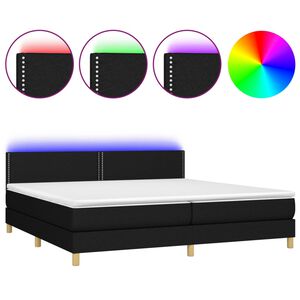 vidaXL &Kappa;&rho;&epsilon;&beta;ά&tau;&iota; Boxspring &mu;&epsilon; &Sigma;&tau;&rho;ώ&mu;&alpha; & LED &Mu;&alpha;ύ&rho;&omicron; 200x200 &epsilon;&kappa;. &Upsilon;&phi;&alpha;&sigma;&mu;ά&tau;&iota;&nu;&omicron;