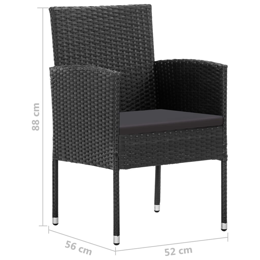 vidaXL Σετ Τραπεζαρίας Κήπου 7 Τεμαχίων Μαύρο από Συνθετικό Ρατάν