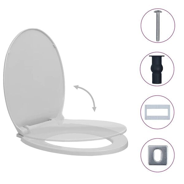 vidaXL Κάλυμμα Λεκάνης με Soft Close &amp; Quick Release Οβάλ Ανοιχτό Γκρι