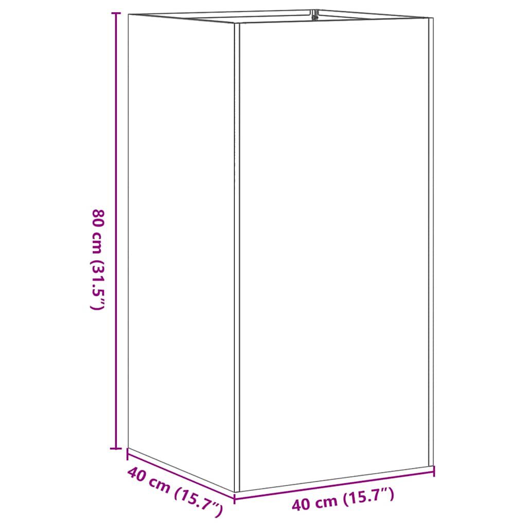 vidaXL Ζαρντινιέρα Σκουριασμένο 40x40x80εκ. Ατσάλι Σκληρυθέν στον Αέρα