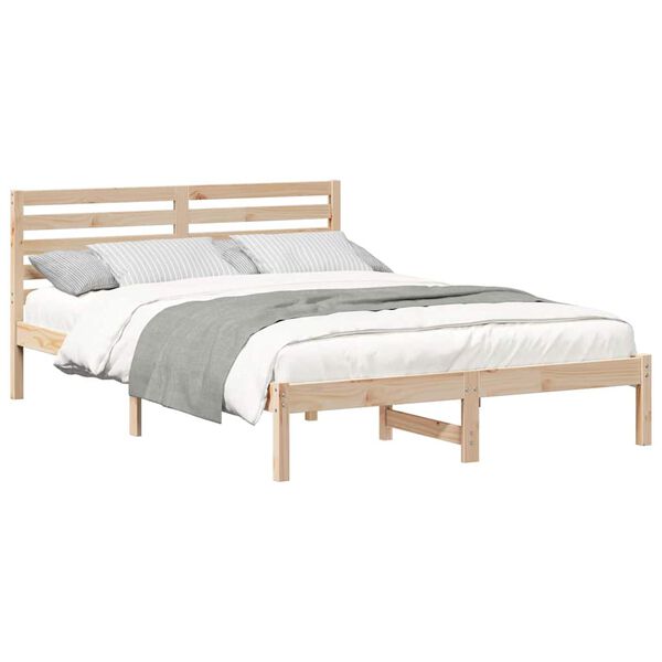 vidaXL Σκελετός Κρεβατιού Καφέ 140 x 220 cm Μασίφ ξύλο πεύκου