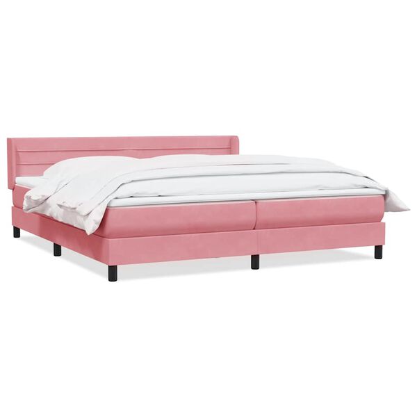 vidaXL Box Spring κρεβάτι με στρώμα ροζ 200x220 cm Βελούδινο