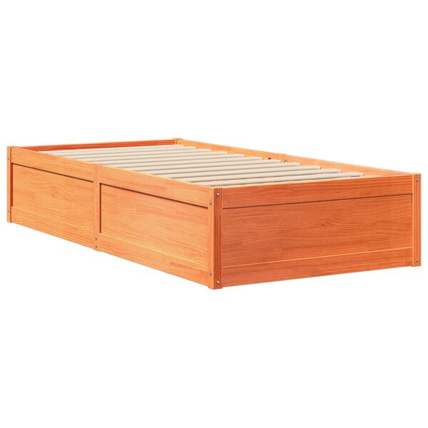 vidaXL Σκελετός Κρεβ. Χωρίς Στρώμα Καφέ Κεριού 75x190 εκ Μασίφ Πεύκο