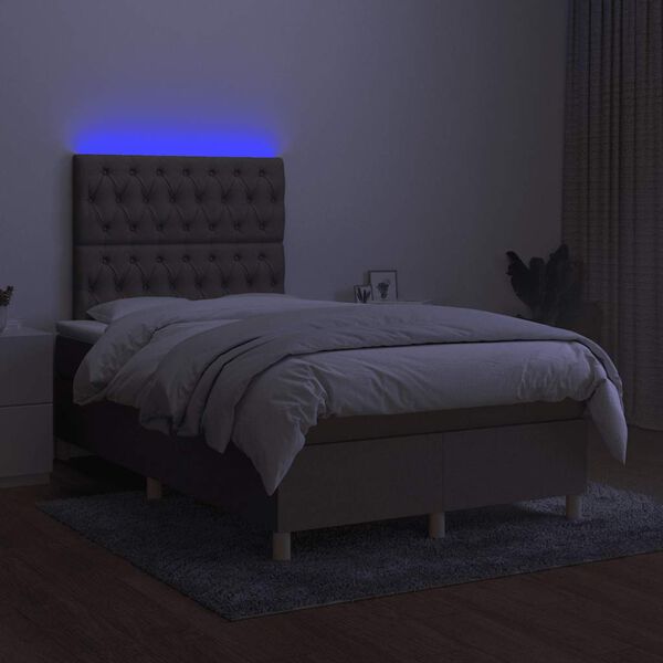 vidaXL &Kappa;&rho;&epsilon;&beta;ά&tau;&iota; Boxspring &mu;&epsilon; &Sigma;&tau;&rho;ώ&mu;&alpha; & LED Taupe 120x190 &epsilon;&kappa;. &Upsilon;&phi;&alpha;&sigma;&mu;ά&tau;&iota;&nu;&omicron;