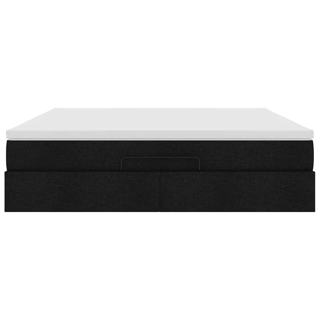 vidaXL Οθωμανικό κρεβάτι με στρώμα Μαύρο 160x200cm Ύφασμα