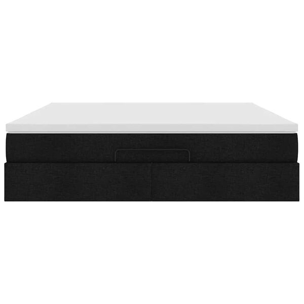vidaXL Οθωμανικό κρεβάτι με στρώμα Μαύρο 160x200cm Ύφασμα