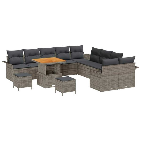 vidaXL Σετ Καναπέ Κήπου 13 pcs Γκρι συνθετικό ρατάν