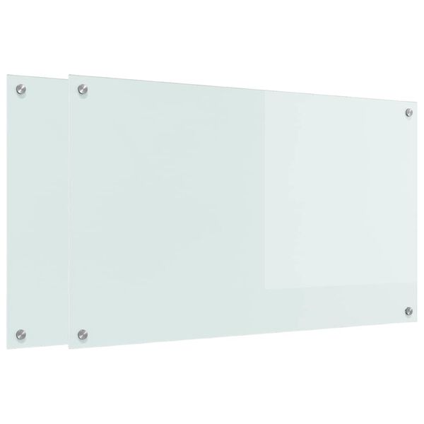 vidaXL Πίσω Πάνελ Κουζίνας Λευκό 100 x 60 cm σκληρυμένο γυαλί