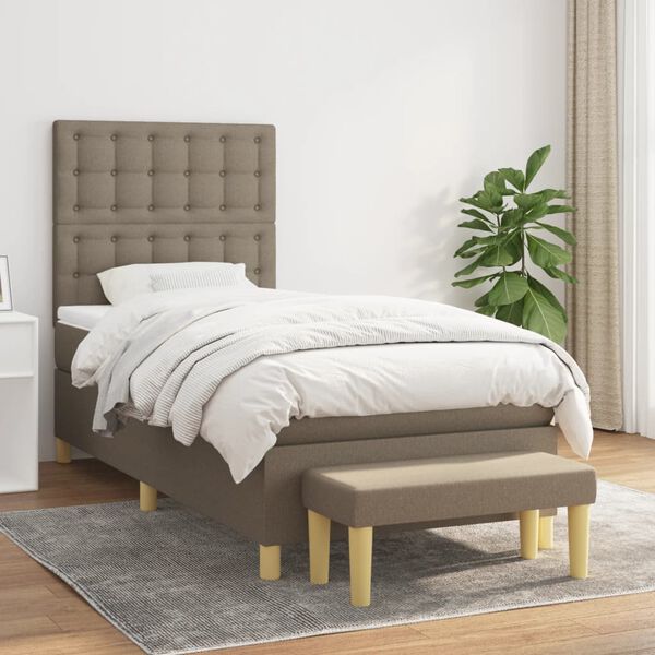 vidaXL &Kappa;&rho;&epsilon;&beta;ά&tau;&iota; Boxspring &mu;&epsilon; &Sigma;&tau;&rho;ώ&mu;&alpha; Taupe 90x200 &epsilon;&kappa;. &Upsilon;&phi;&alpha;&sigma;&mu;ά&tau;&iota;&nu;&omicron;