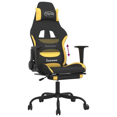 vidaXL Καρέκλα Gaming Μαύρη/Κίτρινο Ύφασμα με Υποπόδιο