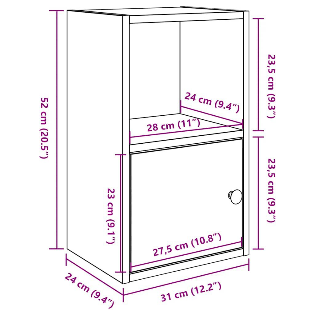 vidaXL Βιβλιοθήκη Γκρι Σκυροδέματος 31x24x52 εκ. Επεξεργ. Ξύλο