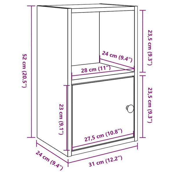 vidaXL Βιβλιοθήκη Γκρι Σκυροδέματος 31x24x52 εκ. Επεξεργ. Ξύλο