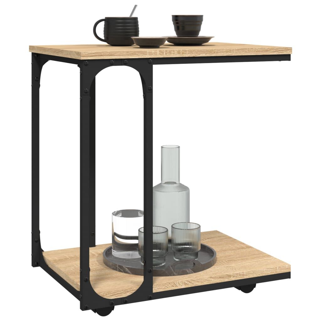 vidaXL Βοηθητικό Τραπέζι με Ρόδες Sonoma Δρυς 50x35x55,5εκ. Επεξ. Ξύλο