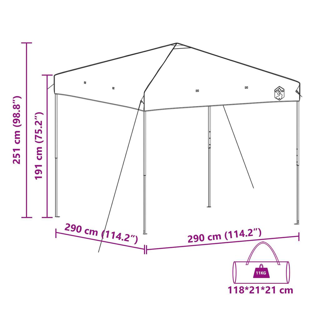 vidaXL Σκηνή Σκίασης Πράσινο 300 x 300 x 227 / 236 / 245 εκ Ύφασμα Oxford