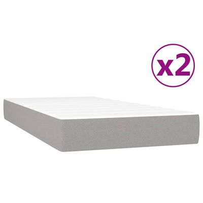 vidaXL Κρεβάτι Boxspring με Στρώμα Ανοιχτό Γκρι 200x200 εκ. Υφασμάτινο
