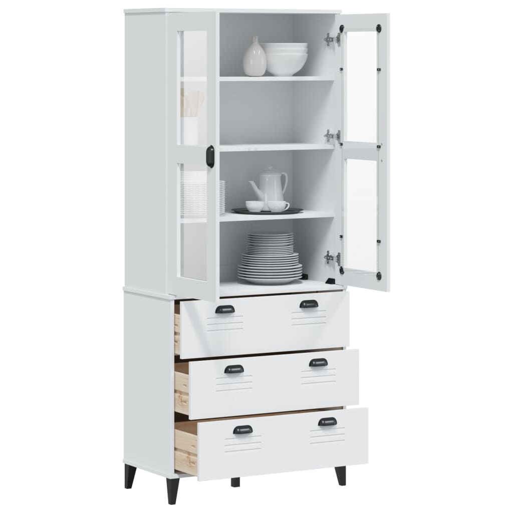 vidaXL Ντουλάπι Ψηλό VIKEN Λευκός 80x40x190 εκ. από Μασίφ Ξύλο Πεύκου