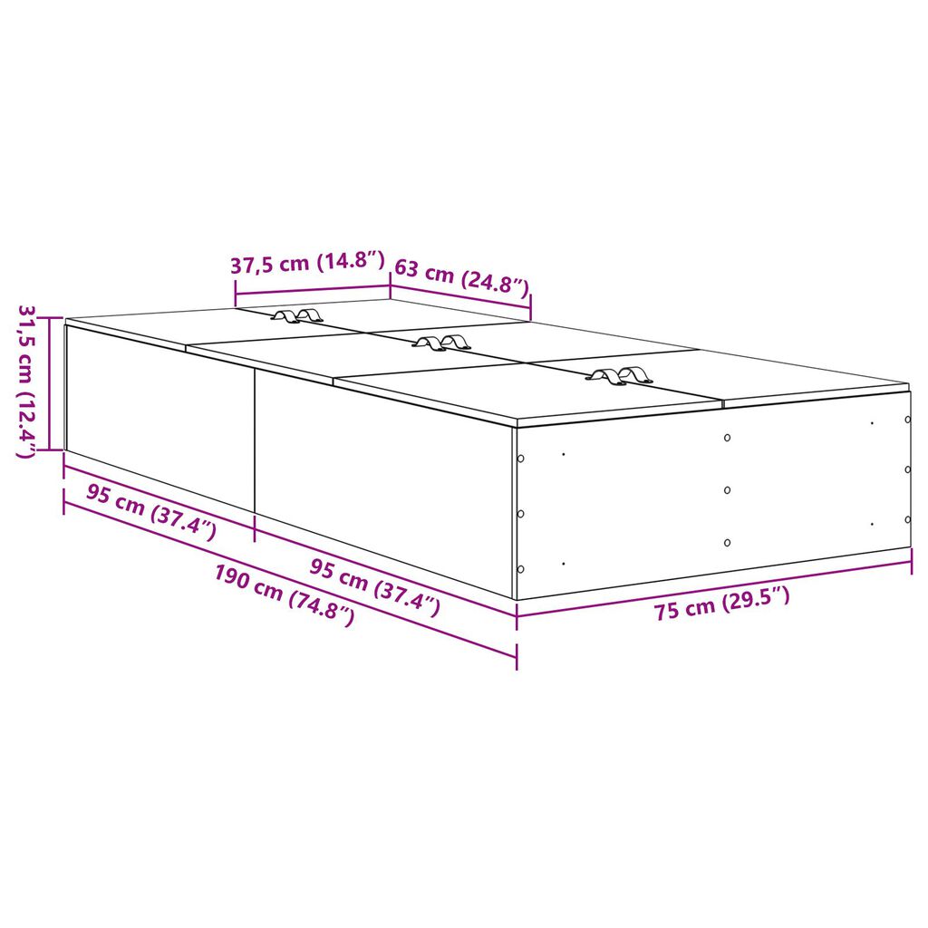 vidaXL Κρεβάτι με αποθηκευτικό χώρο Sonoma Oak 75x190 εκ. Επεξεργασμένο ξύλο