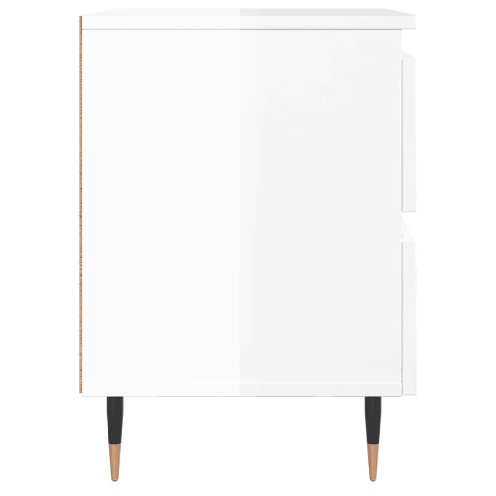vidaXL Κομοδίνα 2 τεμ. Γυαλ. Λευκό 40x35x50 εκ. από Επεξεργασμένο Ξύλο