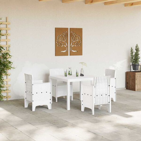 vidaXL Τραπέζι Κήπου Λευκό 100 x 100 x 73 εκ συνθετικό ρατάν