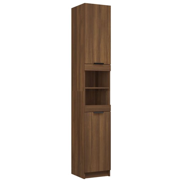 vidaXL Ντουλάπι Μπάνιου Καφέ Δρυς 32x34x188,5 εκ. Επεξεργασμένο Ξύλο