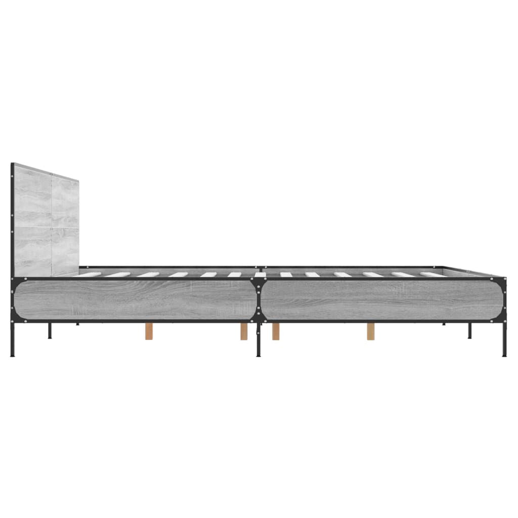 vidaXL Πλαίσιο Κρεβατιού Γκρι Sonoma 180x200 εκ. Επεξ. Ξύλο & Μέταλλο
