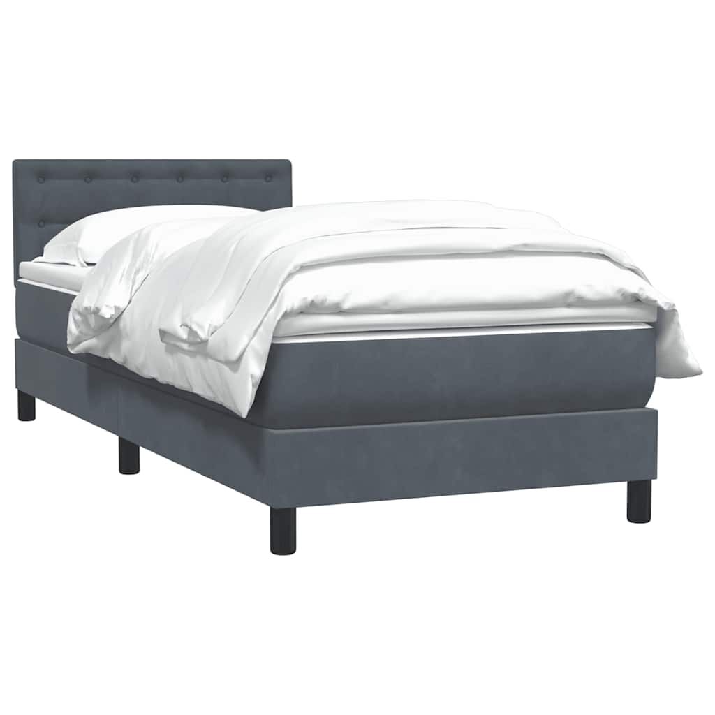 vidaXL Box Spring Κρεβάτι με στρώμα Σκούρο γκρι 100x220 εκ. Βελούδινο