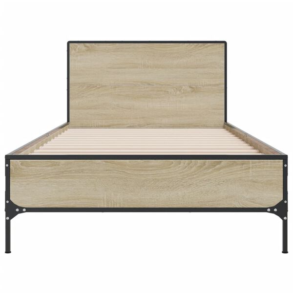 vidaXL Πλαίσιο Κρεβατιού Sonoma Δρυς 90 x 190 εκ. Επεξ. Ξύλο & Μέταλλο