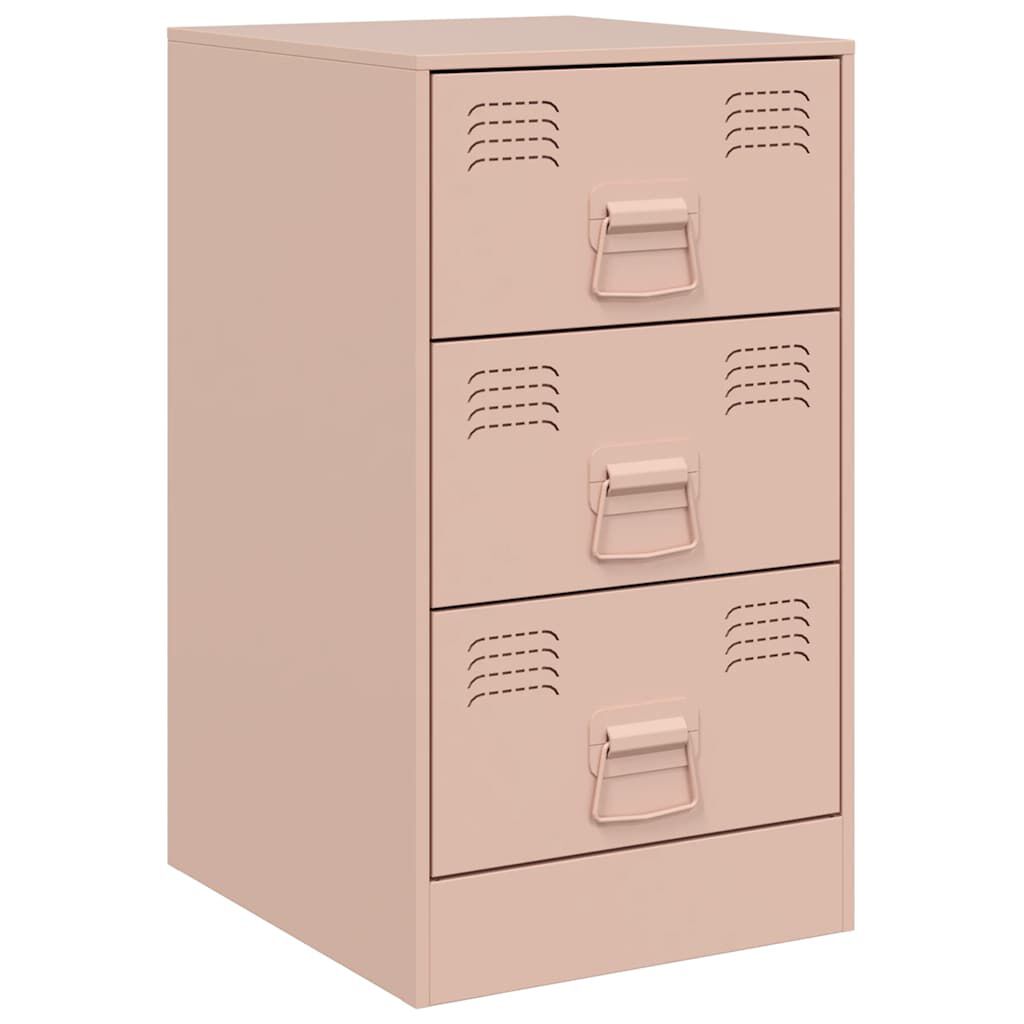 vidaXL Κομοδίνο Ροζ 34,5x39x62 εκ. από Χάλυβα