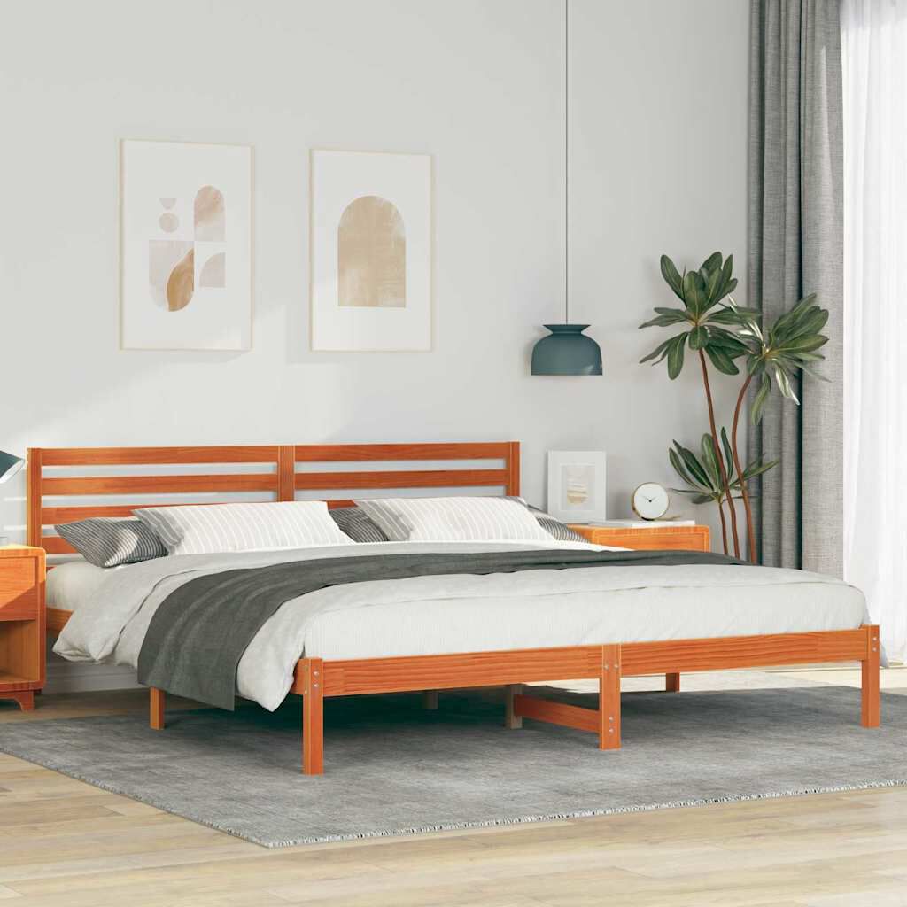 vidaXL Σκελετός Κρεβατιού Καφέ κεριού 180 x 200 cm Μασίφ ξύλο πεύκου