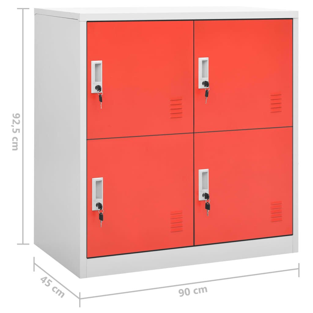 vidaXL Φοριαμοί 2 τεμ. Ανοιχτό Γκρι/Κόκκινο 90x45x92,5 εκ. Ατσάλινοι