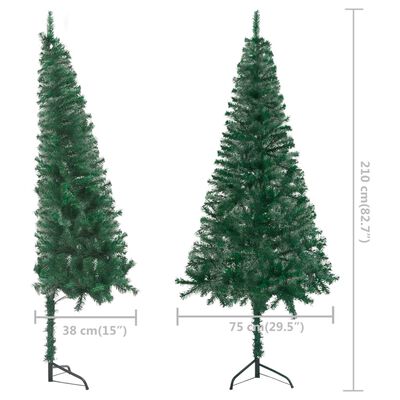 vidaXL Χριστουγεν Δέντρο Τεχν. Προφωτισμένο Γωνιακό Πράσινο 210 εκ PVC