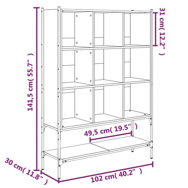 vidaXL Βιβλιοθήκη Sonoma Δρυς 102x30x141,5 εκ. από Επεξεργασμένο Ξύλο