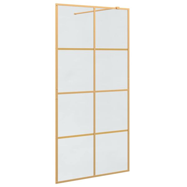 vidaXL Τοίχος Ντους Walk-in Χρυσό 100 x 195 cm σκληρυμένο γυαλί