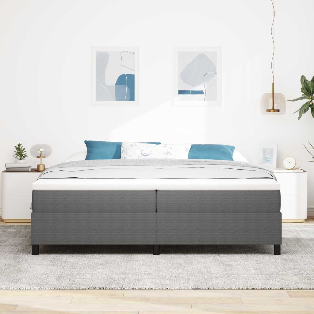 vidaXL Κρεβάτι Box Spring με Στρώμα σε Ανοιχτό Γκρι, 200 x 200 cm, Ύφασμα Κορδούρας