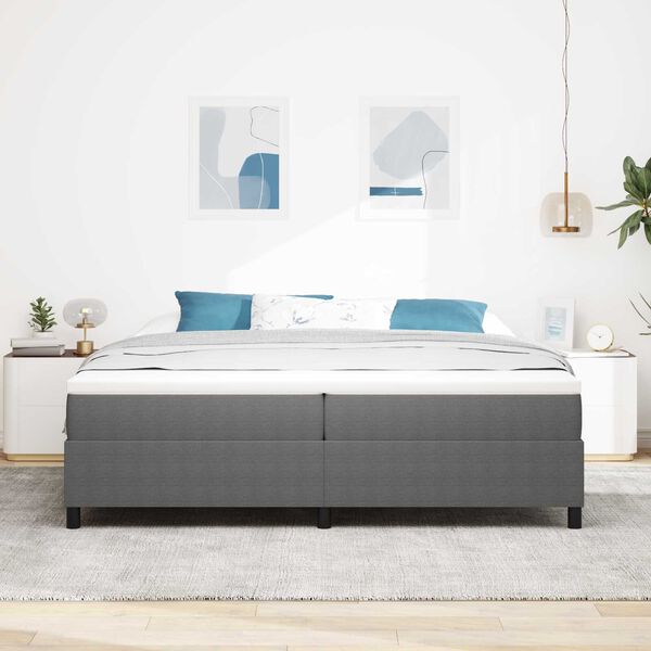 vidaXL Κρεβάτι Box Spring με Στρώμα σε Ανοιχτό Γκρι, 200 x 200 cm, Ύφασμα Κορδούρας