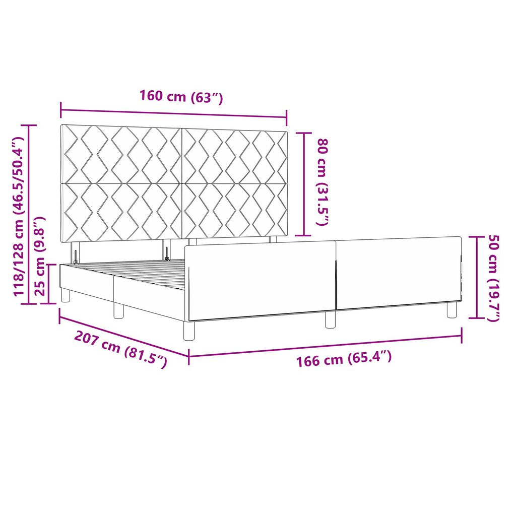vidaXL Κρεβάτι Σκελετός Σκούρο Πράσινο 160x200 εκ. Βελούδο