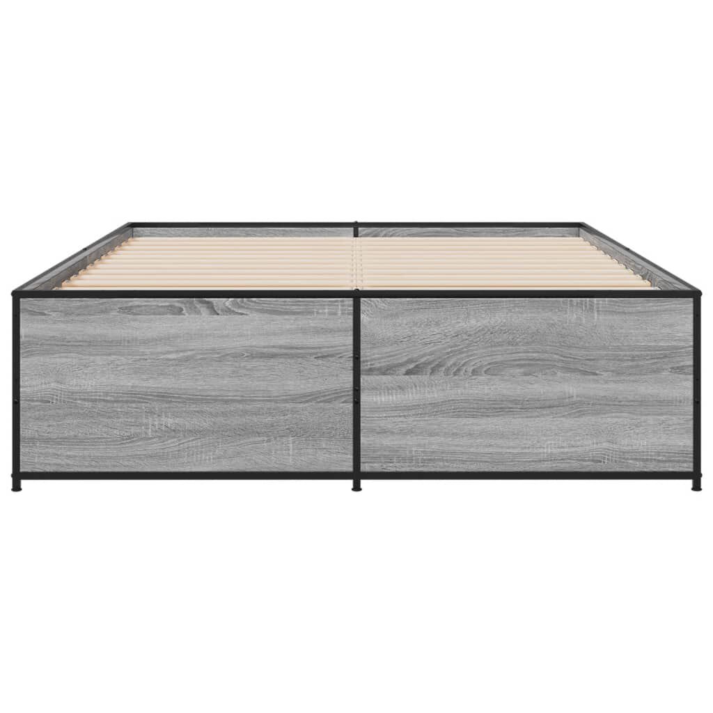 vidaXL Πλαίσιο Κρεβατιού Γκρι Sonoma 135x190 εκ. Επεξ. Ξύλο & Μέταλλο