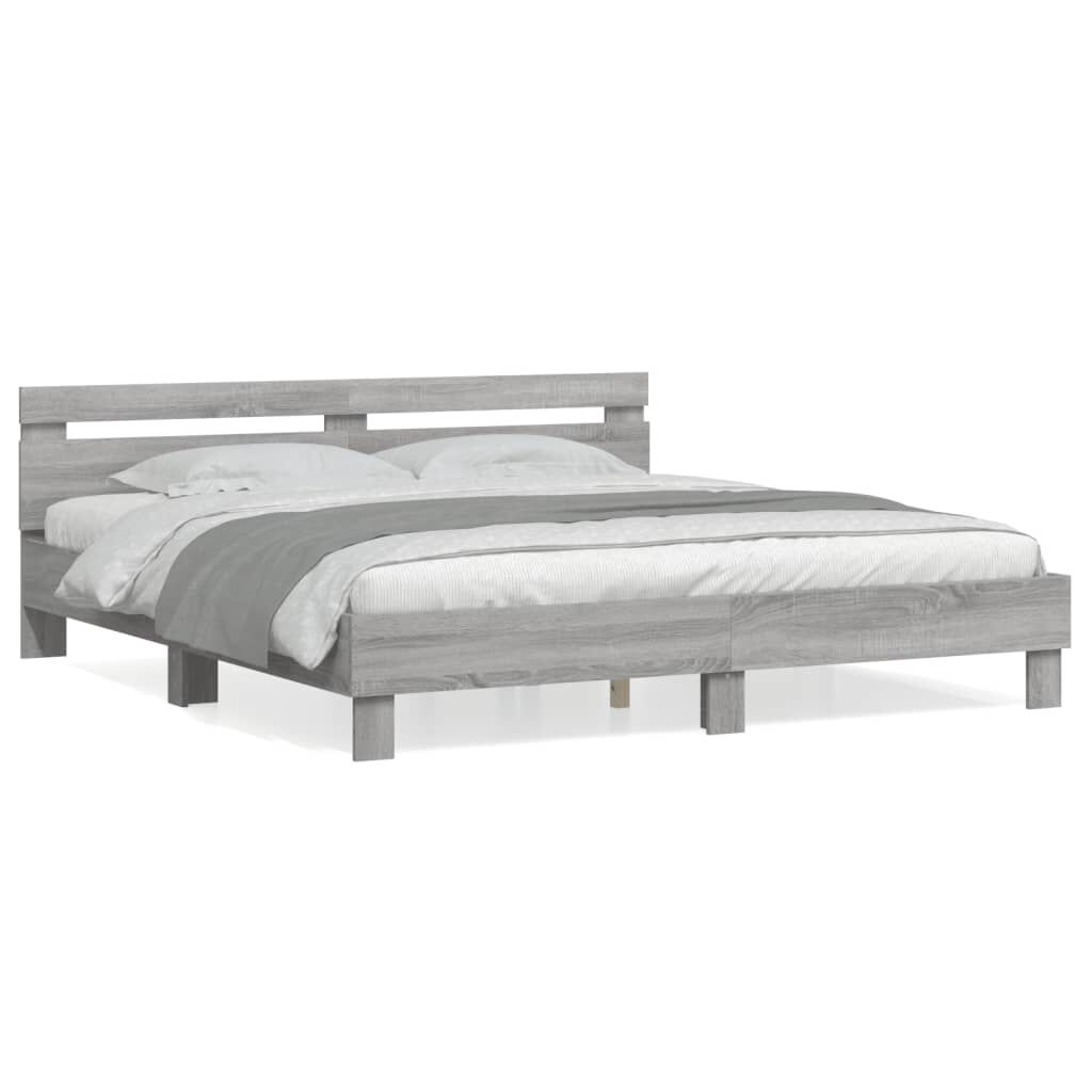 vidaXL Πλαίσιο Κρεβατιού με Κεφαλάρι Γκρι Sonoma 200x200εκ. Επεξ. Ξύλο