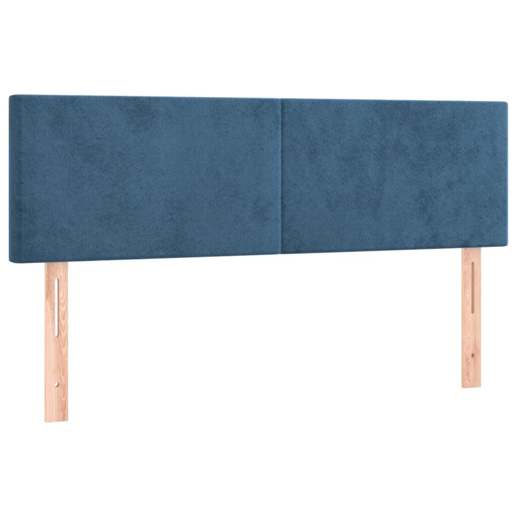vidaXL Κρεβάτι Boxspring με Στρώμα Σκούρο Μπλε 140x200 εκ. Βελούδινο