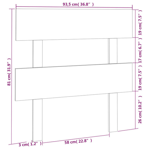 vidaXL Κεφαλάρι Κρεβατιού Λευκό 93,5x3x81 εκ. από Μασίφ Ξύλο Πεύκου