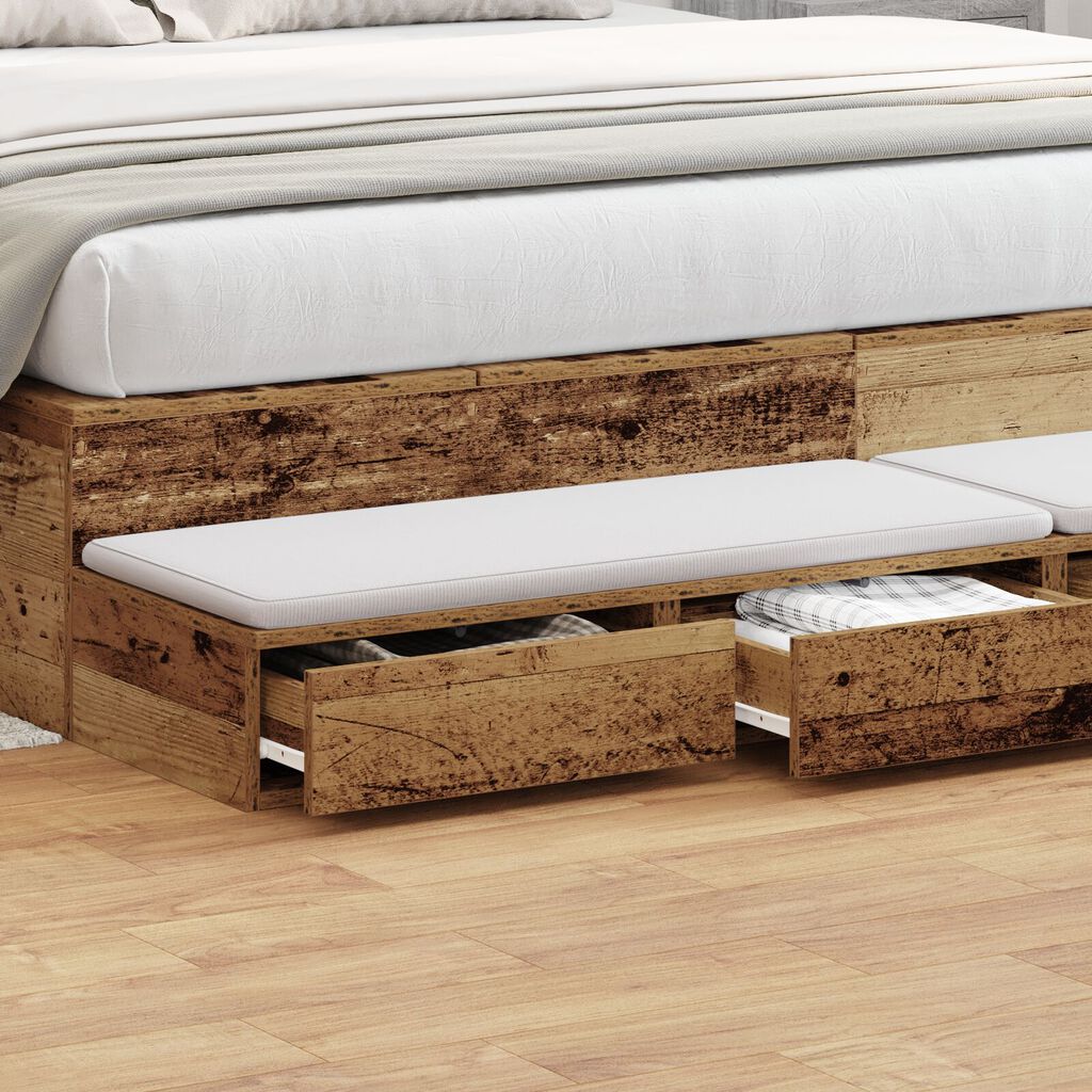 vidaXL Συρτάρια Κρεβατιού από Παλιό Ξύλο 180x36,5x16,5 εκ. Φτιαγμένα από Ξύλο