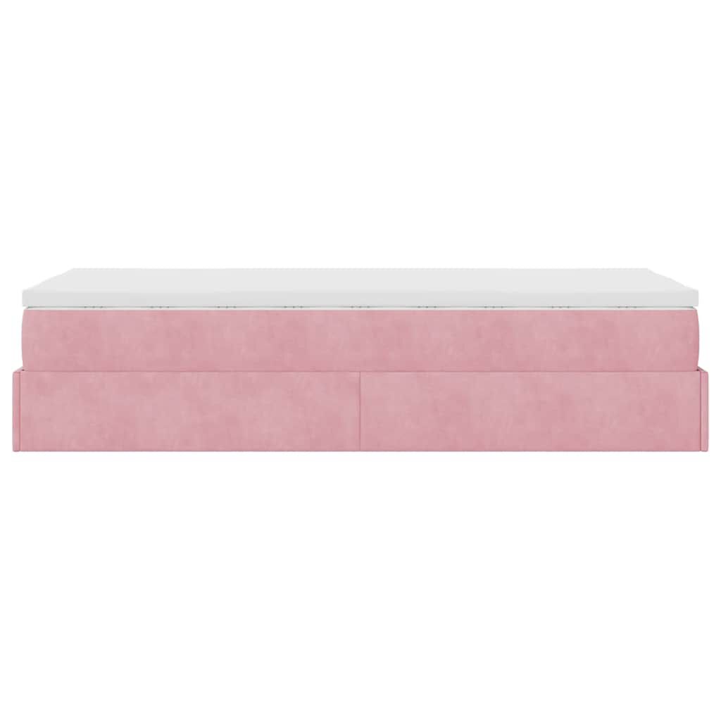 vidaXL Οθωμανικό κρεβάτι με στρώμα ροζ 90x200cm Velvet