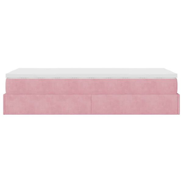 vidaXL Οθωμανικό κρεβάτι με στρώμα ροζ 90x200cm Velvet