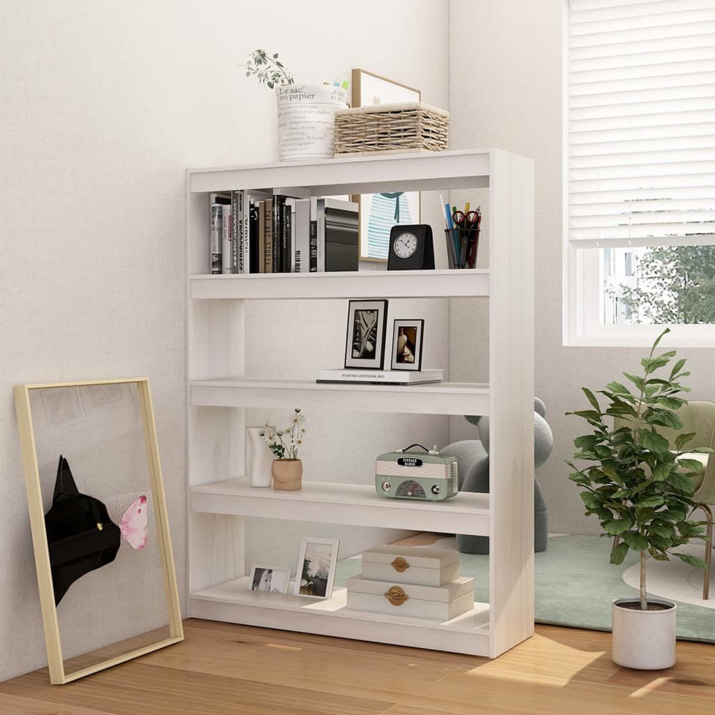 vidaXL Βιβλιοθήκη/Διαχωριστικό Χώρου Λευκό 100x30x135,5 εκ Ξύλο Πεύκου