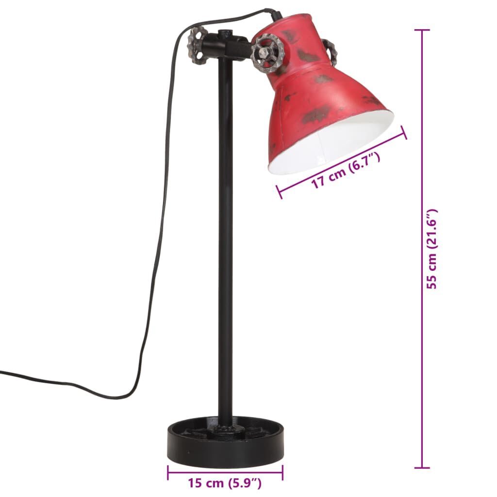 vidaXL Φωτιστικό Γραφείου 25 W Αντικέ Κόκκινο 15x15x55 εκ. Ε27
